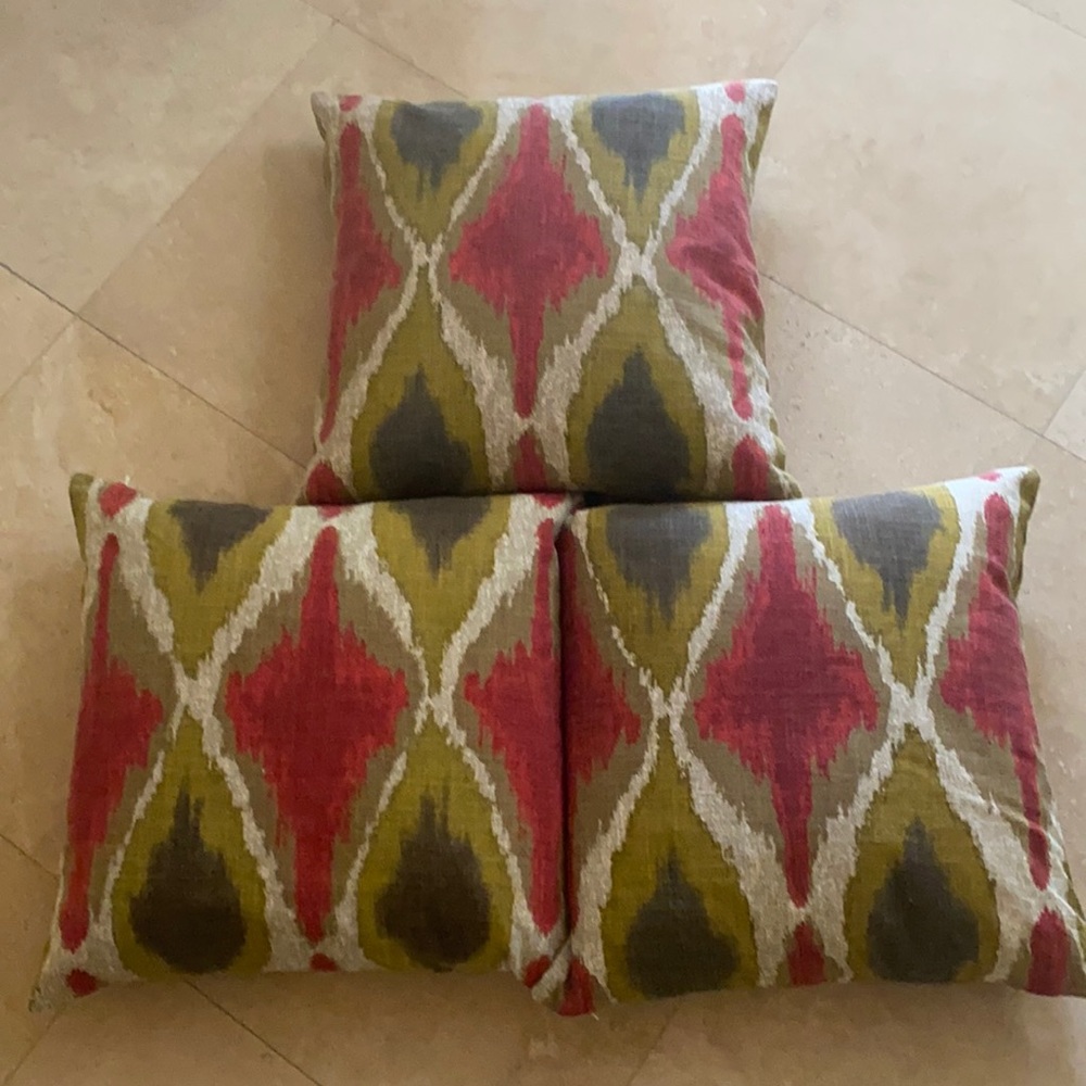 Ikat accent throw pillow covers , set of 3